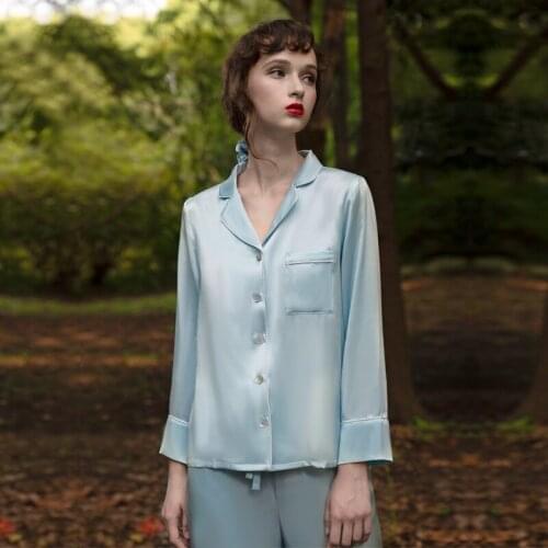 22MM Thick Heavy Silk Two-Piece Suit Luxury Brand Long Sleeves Autumn Spring Winter Sleepwear Mulberry 100% Silk Pajamas F