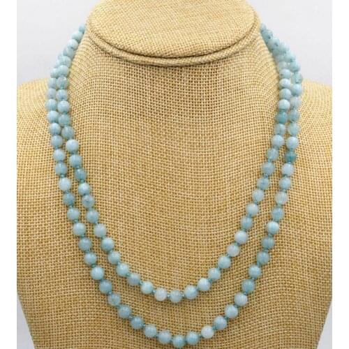 Beautiful Charming 6MM Brazilian aquamarine gems round beads necklace 36"AAA
