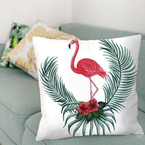 Summer Tropical Leaf Flamingo Cushion Cover Flowers Printed Pillowcase Fashion Throw Pillows Case Hawaii Party Favor Gift