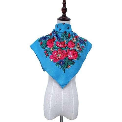 Muslim Flower Print Women Scarves Casual Folk-custom Square Scarf Wrap Shawl Travel Summer Soft Scarve Women Claquette Femme