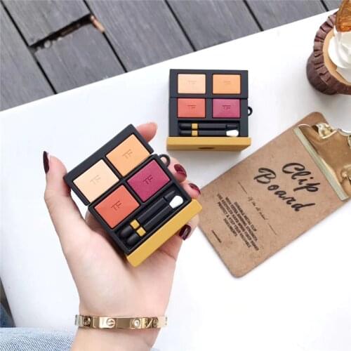 For AirPod 1 2 Case Eye Shadow Box Cute Cartoon Girl Soft Silicone Cases For Airpods Pro Case Cover Funda Keychain