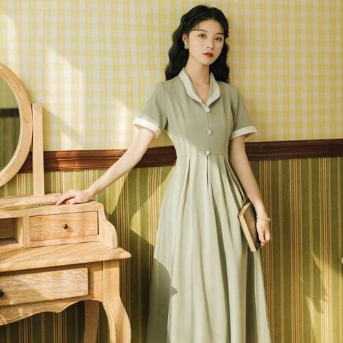 2020 new fashion womens clothing Vintage dresses V-Neck dress