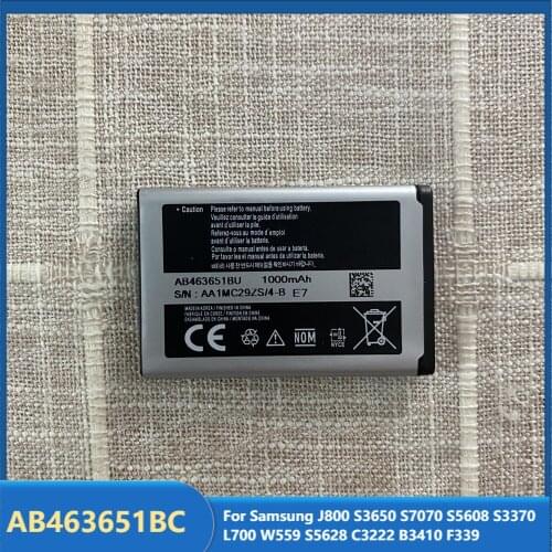 Original Replacement Phone Battery AB463651BC For Samsung J800 S3650 S7070 S5608 S3370 L700 W559 S5628 C3222 B3410 F339 1000mAh