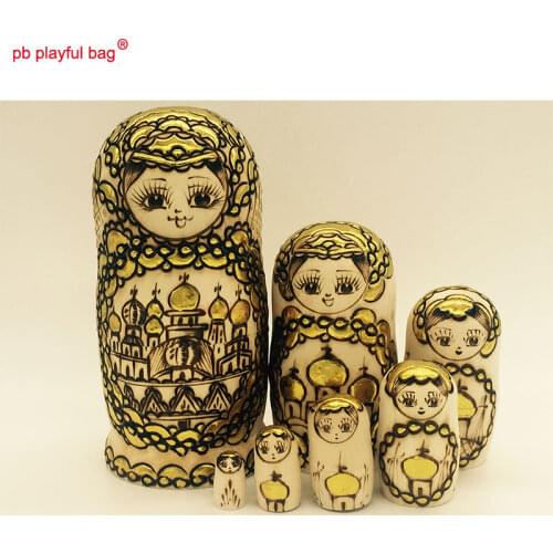 PB Playful bag Seven story beautiful Russian dolls wooden painted DIY toy set folk art characteristics lovers birthday gift HG41