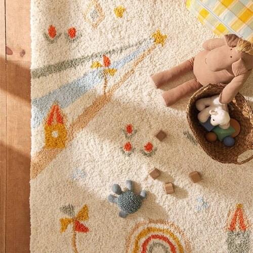 Simple Cute Living Room Bedroom Carpet Bedside Blanket Childrens Room Drop-Resistant Game Crawling Customizable Washable