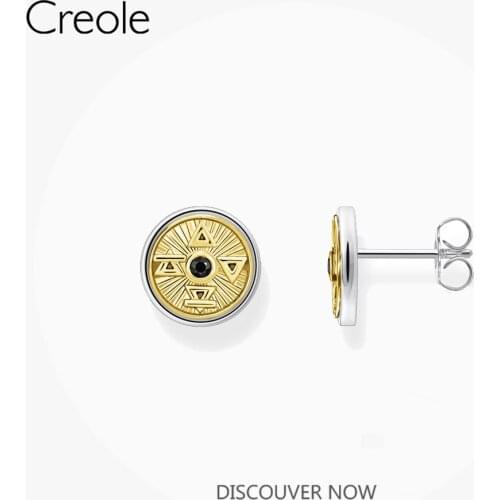 Studs Earrings Elements Fire, Water, Air & Earth 925 Sterling Silver with Golden Color 2021 Brand New Jewerly Protection Bijoux