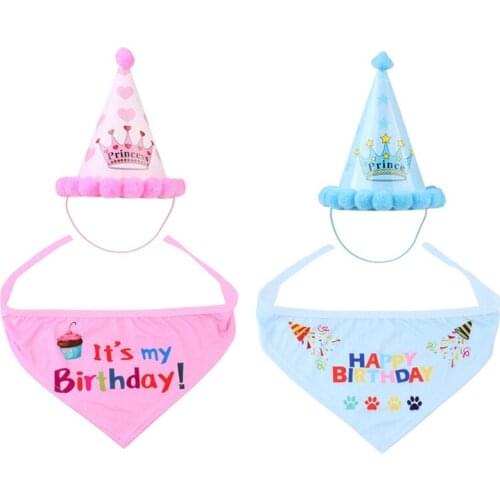 Dog Hats For Birthday Dog Pet Birthday Party Hat Dog Age Anniversary Party Saliva Towel Set Dog Accessories For Small Dogs