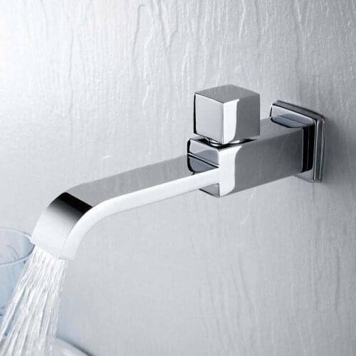 Bathroom Water Faucet Wall Mounted Single Cold Taps Black Rectangular Brass Extended mop pool tap Garden Outdoor