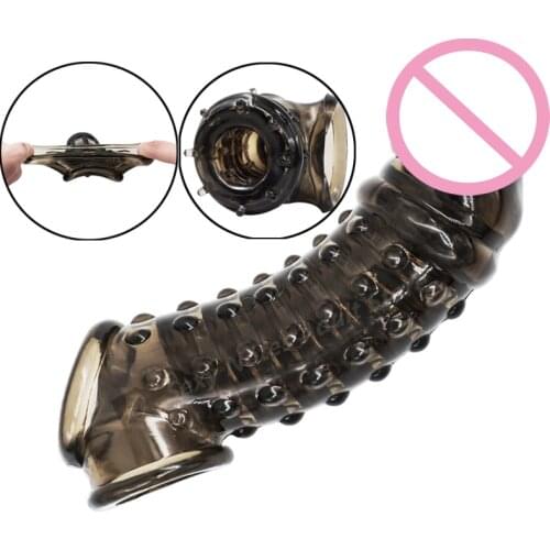 Penis Enlargement Realistic Condoms,Reusable Penis Extension Sleeves Condom Extender Dildo Enhancer Cock Rings Sex Toys For Men