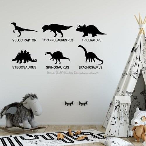 6 x Dinosaur Vinyl Wall Stickers Childrens Room Kindergarten Boy Bedroom Home Wall Decoration Removable Sticker Mural KL4