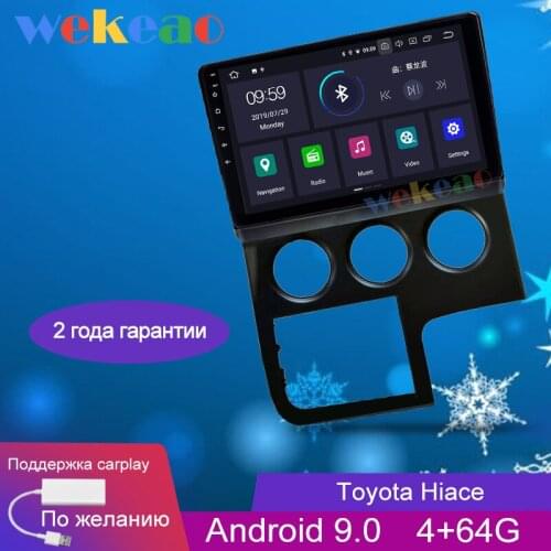 Wekeao 10.1'' 1 Din Android 9.0 Car Dvd Multimedia Player For Toyota Hiace Car Radio Automotivo Auto GPS Navigation 2019 WIFI 4G