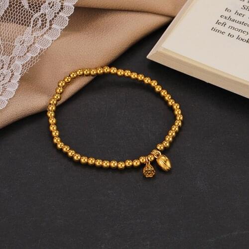 Stainless Steel Lotus Lotus Lotus Bracelet Womens Elastic Beads Rubber Band Simple Couple Lotus Bracelet Womens Bracelet