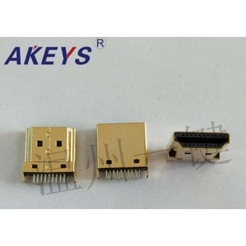 10 PCS HDMI socket HDMI A type Public head splint 1.6 copper Gold HD TV Socket Interface 2 row pin 19 stitches