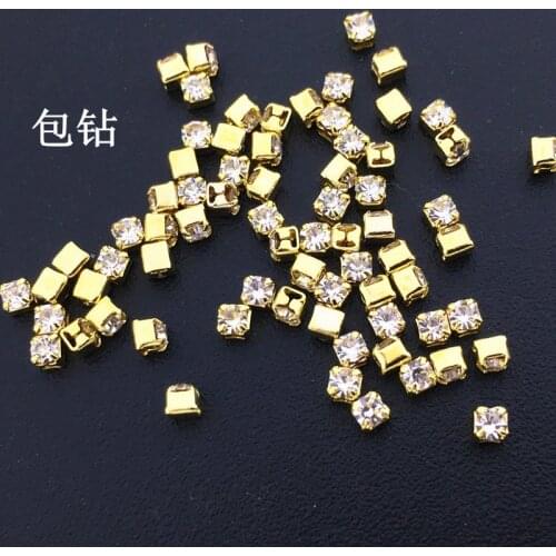 10pcs/bag New Japan Korea 3D Nail Art Decoration Metal Alloy Nail Accessories 2mm Square with Bling Crystal Nail Tools Supplies