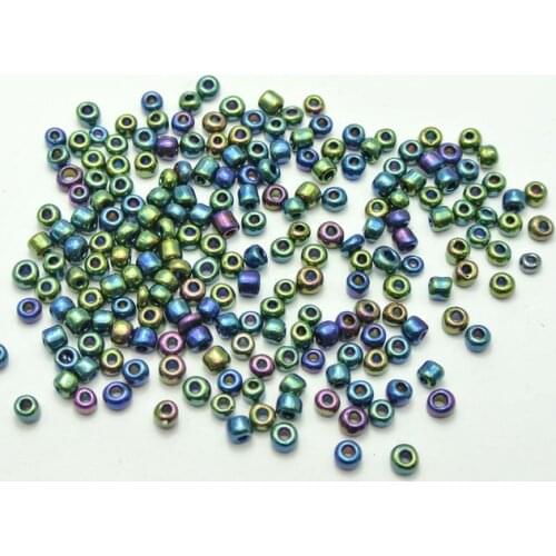 1000 Peacock Blue Glass Seed Beads Rondelle 4mm (6/0)