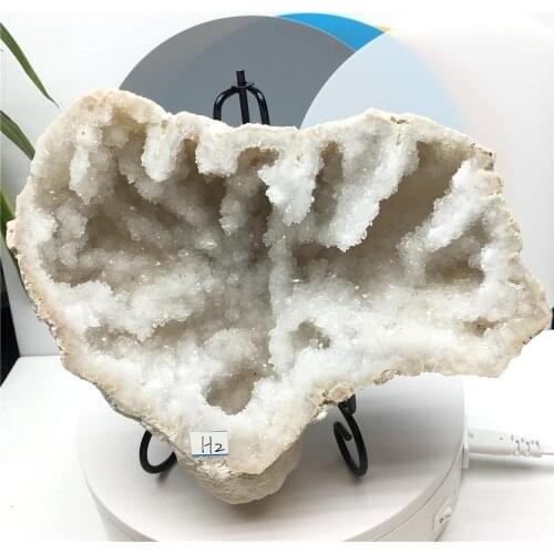 170mm Natural White Crystal Cluster Agate Geode Rough Jewelry Box Point Energy Healing Home Decor Gift