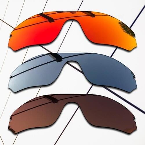 E.O.S 3 Pieces Brown & Fire Red & Black Chrome Polarized Replacement Lenses for Oakley RadarLock Edge OO9183 Sunglasses