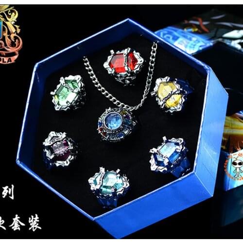 7pcs/set Katekyo Hitman Reborn Sawada Tsunayoshi Vongola Anime Fashion Jewelry Ring Cosplay Prop Collection Decoration Gift