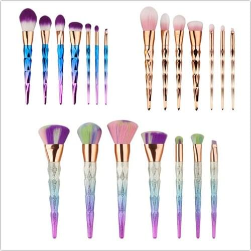 7pcs/set Makeup Brushes Set Gradient color Spiral Handle Cosmetics Make up Tools Powder Contour Foundation Brush Kit