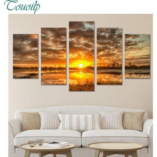5pcs full round&square 5D DIY diamond painting Sunset sky wide landscape Hanging on the wall embroidery wedding decoration gifts