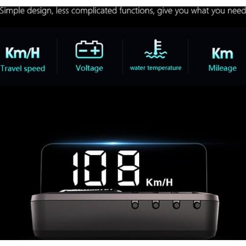 HUD Mirror Car Head Up Display Windshield Speed Projector Security Alarm Water Temp Overspeed RPM Voltage Wired Speedometer GPS