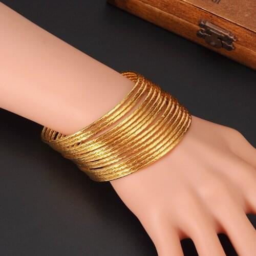 Bangrui Wholesale / Gold Color Ethiopian bangle bracelet bangle African Women jewelry Gold Dubai big circle bangles