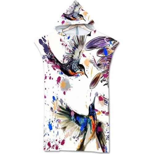 Animal Print Hooded Bath Towels Changing Robe Outdoor Adult Hooded Beach Towel Poncho Bathrobe Towels Woman Men Swimming Cloak