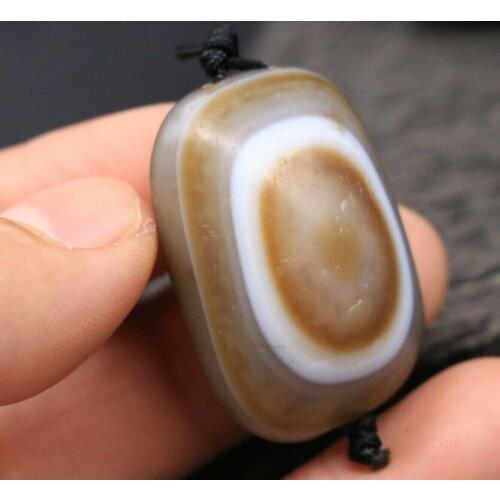 Tibetan Top Grade oily Agate Goat Eye dZi Bead Pendant Carving LKbrother Talisman Treasure