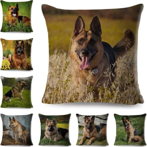 German Shepherd Dog Pillow Case Covers Linen Cushion Cover for Sofa Home Chidren Room Decor Pet Animal Pillowcase 45*45cm