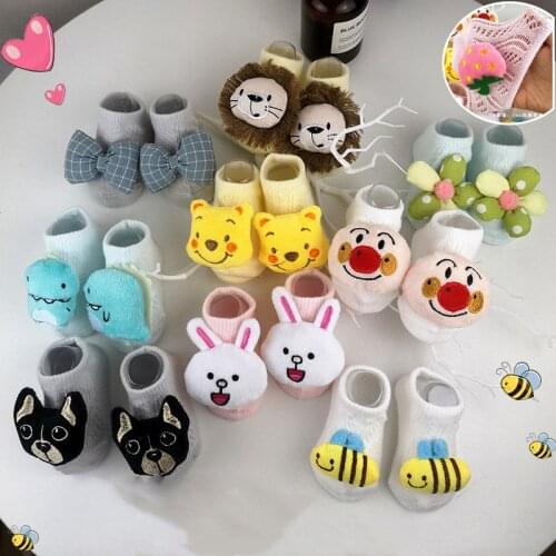 Baby Socks Floor Non-slip Cotton Cartoon Doll Socks with Baby Girls Boys Soft Cute Boots Socks For Kids
