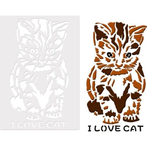 26*18cm DIY Craft I Love Cat Design Layering Stencils Template For Wall Painting DIY Fabric Painting Art Photo Album Decorative