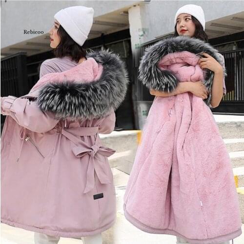 Artificial raccoon fur collar winter jacket women Winter And Autumn Wear High Quality Parkas Outwear Women Long Coats