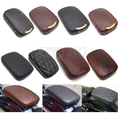 PU Leather Rectangle Rear Pillion Passenger Pad Seat 8 Suction Cups For Harley Dyna Sportster Touring Cruiser Chopper Custom