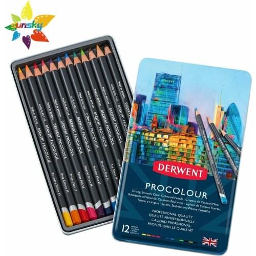 UK DERWENT Procolour Colouring Pencils (Set of 12) or Set of 24 Professtional Artist Drawing Art Pencil Set