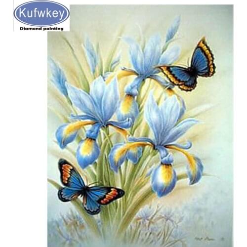 Blue iris flowers diamond mosaic full square round drill 3d cross stitch diamond painting sale 5d diamond embroidery sale