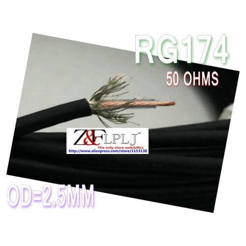 RG174 50 Ohms / Super Soft RF Coaxial Cable / 50-1.5 Tinned Copper Shielded Wire 5M/LOT