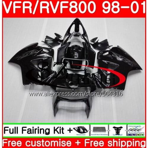 Kit For HONDA VFR800R Interceptor VFR800 98 99 00 01 112SH18 VFR 800RR 800 RR VFR800RR Gloss black 1998 1999 2000 2001 Fairing
