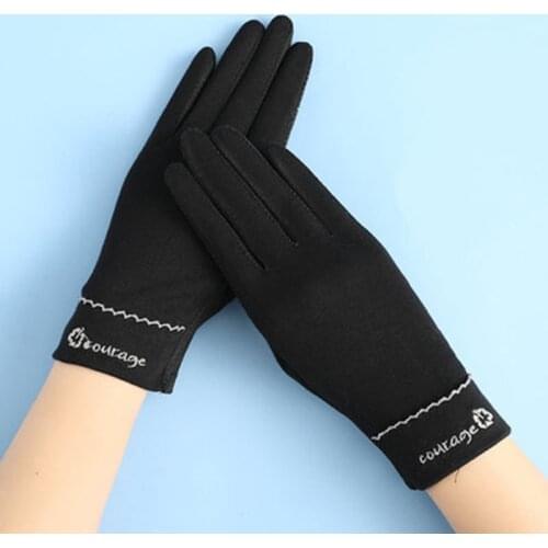 Korean Women Thin Elastic Non Slip Anti-UV Embroidery Lace Bow Cycling Sunscreen Glove Summer Cotton Sunshade Driving Mittens M1