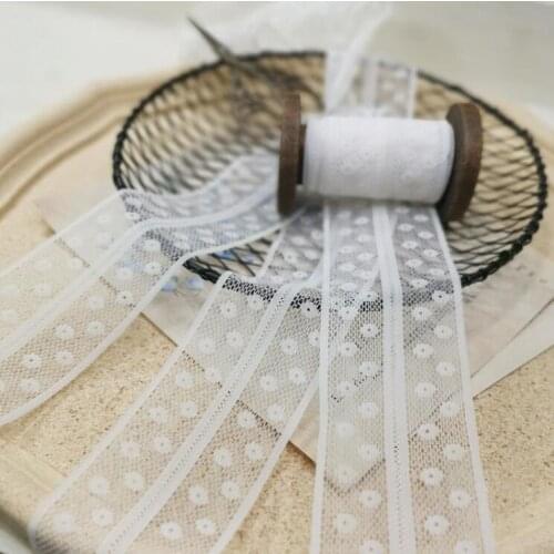 10 Meters Beautiful Embroidery Fabric Ivory Lace Ribbon Bridal Lace Fabric 5cm Width DIY Doll Garment Socks Accessories
