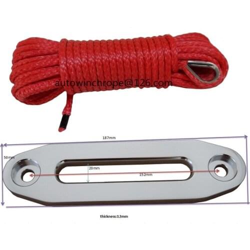 Red 6mm*15m Winch Cable with 4500lbs Hawse Fairlead for Offroad Parts,Synthetic Rope ,ATV Winch Relay,Boat Winch Rope 6mm
