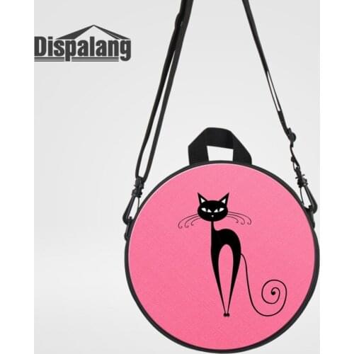 Cute Cat Print Round Messenger Bag For Kindergarten Girls Crossbody Bookbags Baby Mini Shoulder Bag For Traveling Custom Bagpack