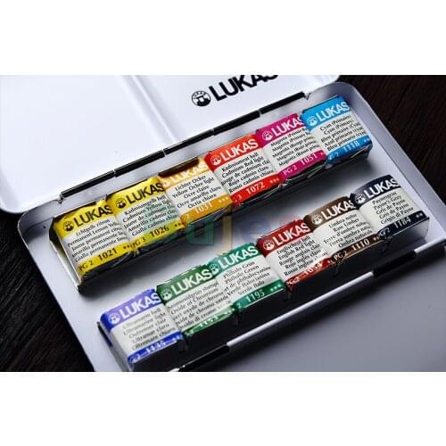 LUKAS Aquarell 1862 Watercolor Set of 12 Half Pans,exceptional brilliance and the superb mixing ability,Art supplies