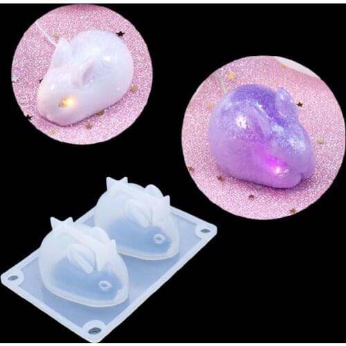Cute 3D Rabbit Pendant Silicone Mold Epoxy Resin Mold Jewelry Making DIY Tools Christmas New Year Decorations Gifts