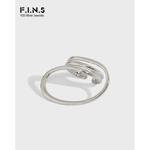 F.I.N.S Hyperbole Multi Layer Winding Line 925 Sterling Silver Opening Finger Circle Ring Minimalist Fashion Fine Jewelry