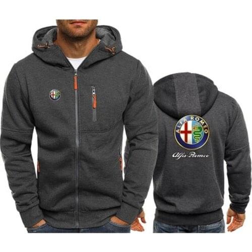 2021 Hoodies Men Alfa Romeo Logo Print Casual Hip Hop Harajuku Long Sleeve Hooded Sweatshirts Mens zipper Jacket Hoody Clothing