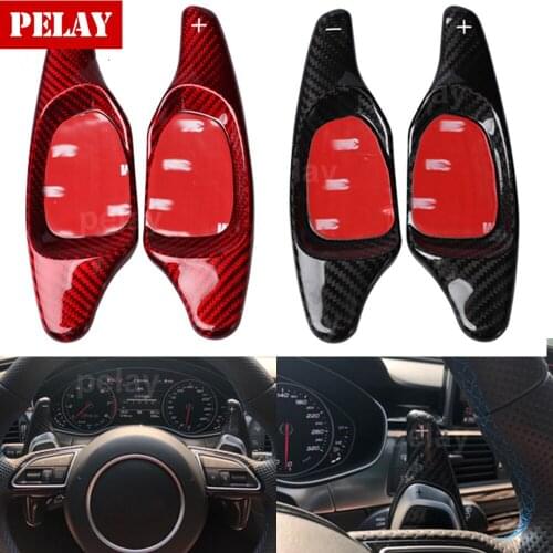 Carbon Fiber Steering Wheel Shift Paddle Extension Shifter Cover Trim For Audi A5 S3 S5 S6 SQ5 RS3 RS6 RS7 2015 2016 2017 2018