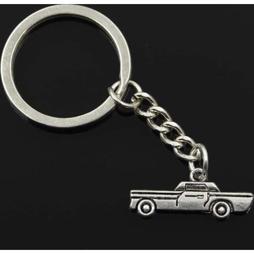 New Fashion Men 30mm Keychain DIY Metal Holder Chain Vintage Car 27x11mm Silver Color Pendant Gift