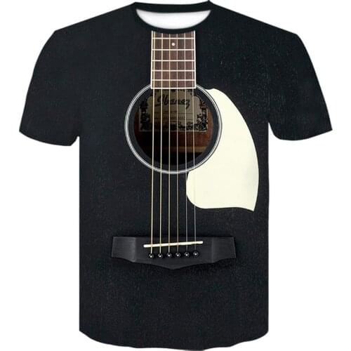 2021 New Mens 3d Guitar Printed Short Sleeves Daily off white Short Sleeve Female Psychedelic tshirt Classic Hip Hop T shirt