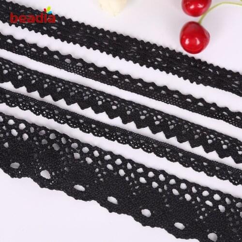 New Arrival 5 Yards Multi-size Black Apparel Sewing Fabric DIY Handmade Accessories Trim Cotton Crocheted Lace Fabric Ribbon