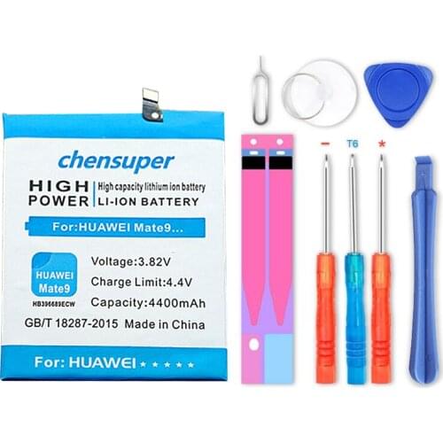 Chensuper NEW 100% ORIGINAL 4400mAh HB396689ECW Li-ion Mobile Phone Battery For Huawei Mate 9 + Tracking Number